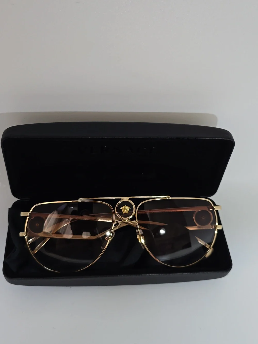 Versace Gold Frame Sunglasses with Brown Lenses
